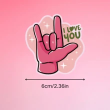 Pegatina de vinilo con gesto de "Te amo" - Estilo retro con acabado mate, autoadhesiva, forma asimétrica para coche, motocicleta, portátil y talla grande - Fácil de aplicar, calcomanía para vehículos, pegatinas de motocicleta