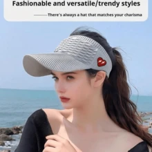 1pc Ladies' Sun Protection And Shading Hat 2025 New Style Running Sun Protection Hat With Large Brim Sports Hat, Breathable Sun Protection Hat For Spring, Summer And Autumn, Fish-Scale Open-Top Hat, Heart-Shaped Lightning Sun Protection And Shading Big Head Cap Baseball Baseball Cap, Outdoor Sports - Multicolor - View 10