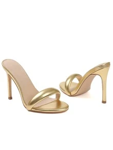 Sexy Stylish Women's Pumps Open Toe Golden Strap Stiletto High Heel Slingback Slip On Party Nightclub Dinner Dressy Occasions Heeled Sandals - 金色 - 查看 8