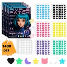 1400片装，星形痘痘贴，适用于面部，水胶体，吸收覆盖，茶树，水胶体痤疮贴，可爱星形痘痘贴