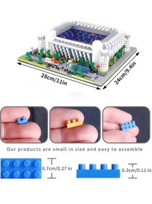 1 pieza Decoración navideña de Miniatura de bloques de construcción del estadio de fútbol mundial famoso, juguete educativo, creativo, decoración artística, regalo ideal para fans del deporte o decoración de habitación de cumpleaños