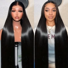 MECRY 200% Density 13x6 13*4 4*4 5*5 HD Straight Lace Front Wig - Pre-Plucked, High-Density Human Frontal Hair For Women, Black, Elegant Style, Natural Hair Look, Hairpiece|Straight Hair Wig|Highdensity Wig 10Inch 36Inch Blended Hair - Natural & Black - View 6