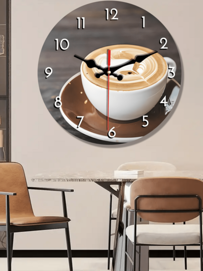 [10 12 Inch Wooden Clock],Silent Coffee Cup Wand Klok Creative Cafe Home, Office, Shops view 2