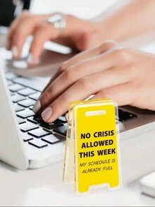 1pc Acrylic Caution Sign Desk Clip - Humorous Office Decor, Suitable Gift For All Genders, Multifunctional Desktop Decoration - one-size - View 2