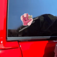 Pegatina de vinilo con gesto de "Te amo" - Estilo retro con acabado mate, autoadhesiva, forma asimétrica para coche, motocicleta, portátil y talla grande - Fácil de aplicar, calcomanía para vehículos, pegatinas de motocicleta