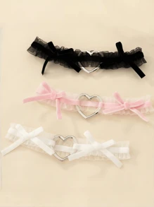 Giarrettiere in pizzo stile Lolita, cintura per la gamba, anello per la gamba con fiocco a croce e cuore stile punk goth, catena elastica per cosce, biancheria intima e accessori per il costume cosplay per donne