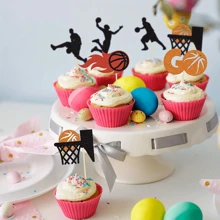 12 pièces Décorations de gâteau de Basketball, décoration de cupcake avec motif de joueurs de sport pour baby shower, anniversaire, fournitures de décoration de gâteau