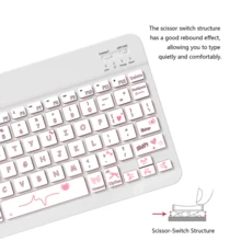 Ultra-Thin Rechargeable Bluetooth Keyboard, Portable Compact Wireless Keyboard (150mAh), Compatible With Samsung Galaxy Tab, Android, Windows Tablets, Smartphones, IOS IPad, Christmas/New Year Gift 2026 (Bow) - White - View 4