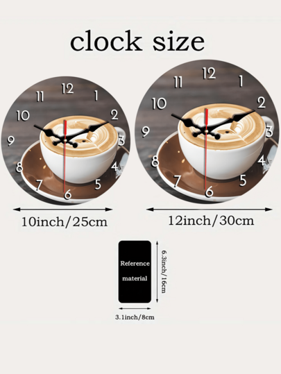 [10 12 Inch Wooden Clock],Silent Coffee Cup Wand Klok Creative Cafe Home, Office, Shops view 8