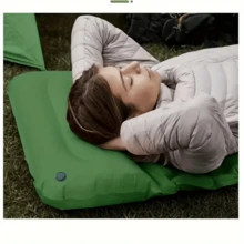 High-Quality Inflatable Sleeping Pad With Built-In Pillow & Pump - Suitable For Camping, Outdoor, Hiking, Beach, Adventure & Travel | Durable Nylon Material, Comes With Carry Bag, Ultra-Light Air Mattress, Foldable Air Pad, Camping Bed, Rectangular Outdoor Travel & Picnic Essential - Multicolor - View 6