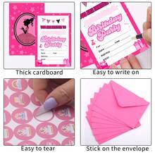 30 Pack Birthday Party Invitations With Envelopes And Sticker, Cute Birthday Party Invitations Cards, Party Decorations Supplies For Birthday Party - Hot Pink - View 2