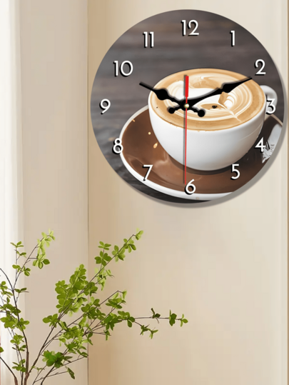 [10 12 Inch Wooden Clock],Silent Coffee Cup Wand Klok Creative Cafe Home, Office, Shops view 6