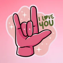 Pegatina de vinilo con gesto de "Te amo" - Estilo retro con acabado mate, autoadhesiva, forma asimétrica para coche, motocicleta, portátil y talla grande - Fácil de aplicar, calcomanía para vehículos, pegatinas de motocicleta