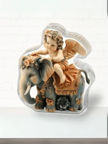 تمثال فيل ملائكي - ديكور منزلي أكريليك خيالي هدية زفاف ، مثالي لمناسبات خاصة، لوحة مكتب ، تصميم داخلي ، لوحة تذكارية