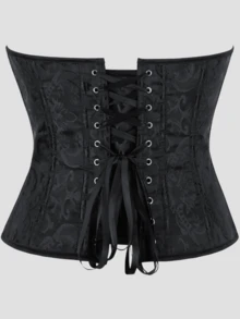 Hourtrue Áo corset bó sát gợi cảm có khóa kéo, áo croptop ôm eo. - màu đen - Xem 5