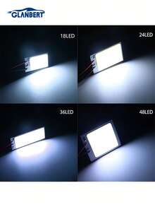 GLANBERT 4pcs Car Interior LED Lights - 18/24/36/48 SMD T10 4W 12V Reading Light COB Panel Lamp Bulbs For Dome Lighting