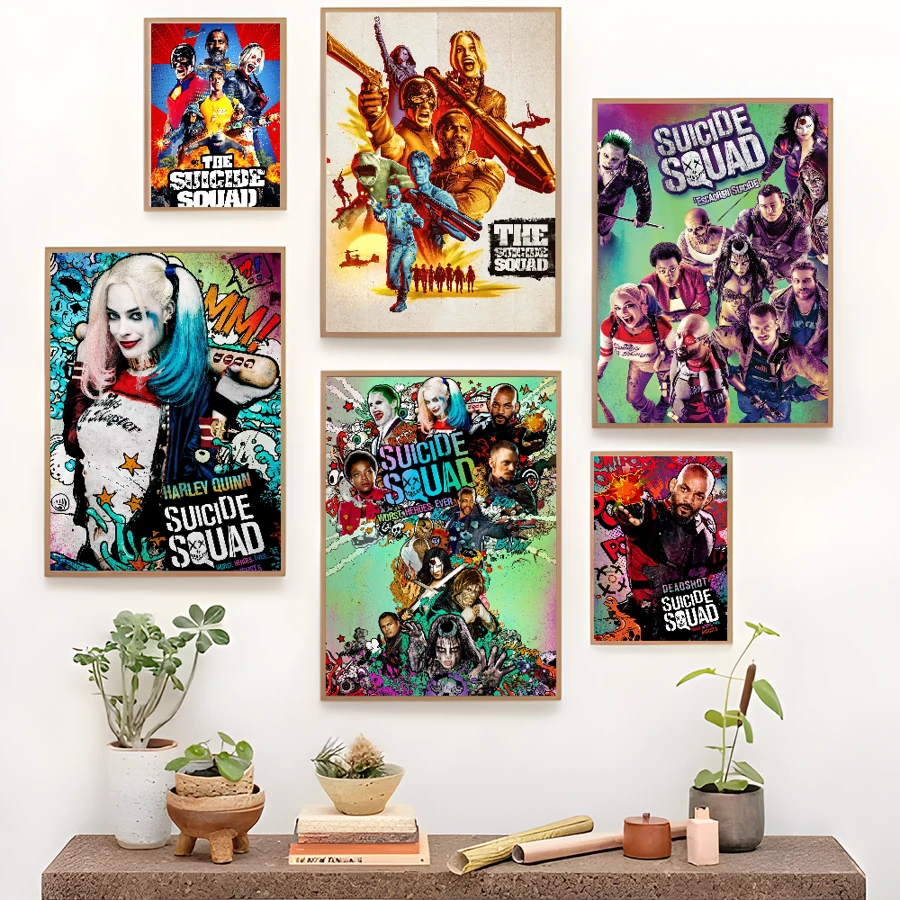 WB 1/10PCS SUICIDE SQUAD Classic Vintage Posters Decoration Painting Wall Art Kawaii Room Decor HD Quality Poster Wall Art Painting Study Nordic Home Decor House Bar Room Wall Decor Movie Figures Home Decoration Painting Wall Art Bedroom Cartoons Decor Wallpaper Wall Bedroom Decoration - Frameless