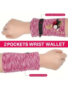 Fashionable New Floral Letter Printed Zipper Wrist Wallet - Girl's Portable Arm Phone Bag And Mini Coin Purse, Outdoor Sports Elastic Running Storage Arm Bag, Anti-Theft Key Hand Card Bag, Suitable For Sports And Travel - Multicolor - View 4