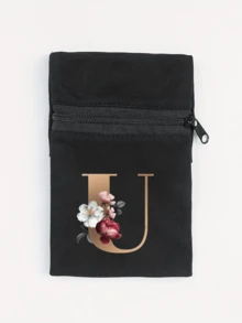 Fashionable New Floral Letter Printed Zipper Wrist Wallet - Girl's Portable Arm Phone Bag And Mini Coin Purse, Outdoor Sports Elastic Running Storage Arm Bag, Anti-Theft Key Hand Card Bag, Suitable For Sports And Travel - Multicolor - View 28