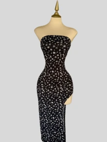 Women Midi Dresses - Black and Purple - View 1