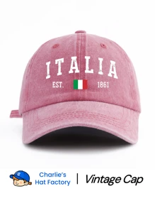1 Stück ITALIA Muster gewaschene Baseballkappe, klassisch lässiger, stilvoller und leichter Vintagekappe mit verstellbarer Größe, weichem Schweißband, vielseitig einsetzbar, ideal für Outdoor Sport, täglichen Gebrauch, Partys, Urlaub, perfektes Geschenk für Familie und Freunde