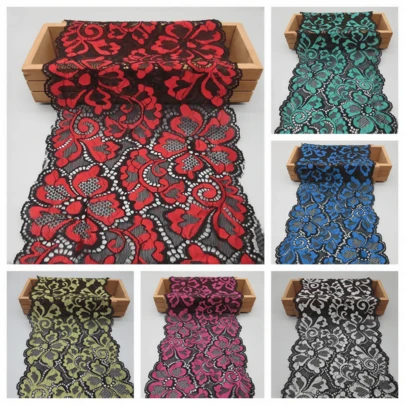 2 Yardas de Cinta de Encaje Floral Metálico Elástico Tul, 7 Pulgadas de Ancho, Adecuado para Manualidades DIY, Joyería, Accesorios de Vestir, Embalaje de Regalos, Decoración de Bodas y Fiestas