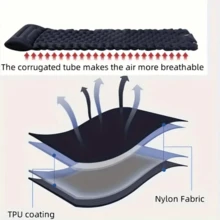 High-Quality Inflatable Sleeping Pad With Built-In Pillow & Pump - Suitable For Camping, Outdoor, Hiking, Beach, Adventure & Travel | Durable Nylon Material, Comes With Carry Bag, Ultra-Light Air Mattress, Foldable Air Pad, Camping Bed, Rectangular Outdoor Travel & Picnic Essential - Multicolor - View 5