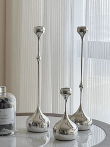 1/3pcs Modern Candle Holder, French Silver Water Drop Metal Candlestick, Iron Teardrop Candlesticks Taper Candle Stand For Home Decor Metal Table Centerpiece Dinner Decorations Tall Candle Holder For Mom, Wife, Grandma