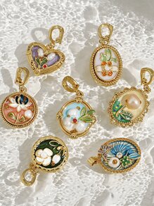 1 Pezzo di collana con pendente vintage con fiori smaltati e accenti irregolari di perle per donne, catena placcata oro 18 carati in rame, regalo per la festa della mamma, regalo per insegnanti, regalo di laurea, collana boema da spiaggia per viaggi estivi e festival, ispirata al giardino di Monet, adatta per feste quotidiane, accessori rave/ballo di fine anno, gioielleria oro giallo