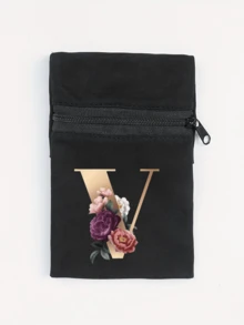 Fashionable New Floral Letter Printed Zipper Wrist Wallet - Girl's Portable Arm Phone Bag And Mini Coin Purse, Outdoor Sports Elastic Running Storage Arm Bag, Anti-Theft Key Hand Card Bag, Suitable For Sports And Travel - Multicolor - View 33