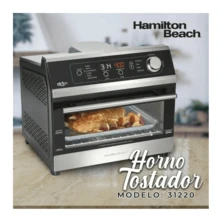 Hamilton Horno Tostador Ham.ilton Beach 31220, Con Freidor de Aire, Temporizador Digital, Apagado Automatico Negro - Tipo de Enchufe A USA (110-127V) - Ver 2