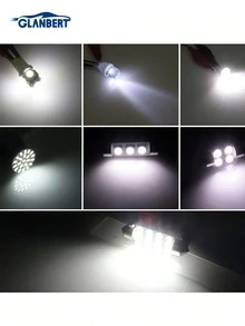 GLANBERT 42pcs-Pack Car LED Combo Set T10 Width Indicator Light Side Wedge 31mm 36mm 41mm License Plate Light Double Tip Reading Light Interior Door Light 6000K White LED Bulb