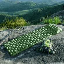 High-Quality Inflatable Sleeping Pad With Built-In Pillow & Pump - Suitable For Camping, Outdoor, Hiking, Beach, Adventure & Travel | Durable Nylon Material, Comes With Carry Bag, Ultra-Light Air Mattress, Foldable Air Pad, Camping Bed, Rectangular Outdoor Travel & Picnic Essential - Multicolor - View 3