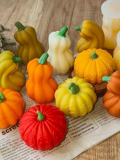 1 件南瓜和蔬菜形状硅胶模具 - 独特的蔬菜和南瓜设计，适合手工艺艺术爱好者、香薰蜡烛、室内装饰、DIY 装饰品，提供多种风格选择