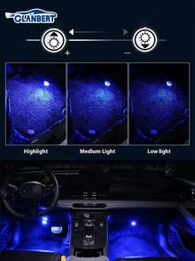 GLANBERT 1 套 8/6/4LED 汽车彩色装饰灯 RGB 遥控脚灯高亮度多模式氛围灯﻿