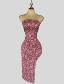 Women Midi Dresses - Red - View 2