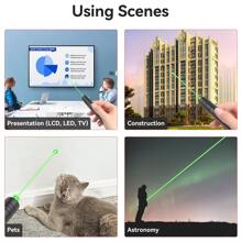 High Power Laser Pointer Pen, Laser Pointer Flashlight With Red/Green Beam, Aluminum Alloy Body, USB Rechargeable, Multiple Starry Sky Patterns, Suitable For Targeting, Projection, Cat Toys, Camping, Hiking, Astronomy And More Scenarios