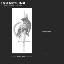 INKARTLINK 战士战斗临时纹身 - 防水派对贴纸，15 天纹身贴纸，军事风格人体艺术，男女皆宜 - 黑色 - 查看 5
