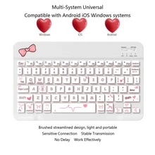 Ultra-Thin Rechargeable Bluetooth Keyboard, Portable Compact Wireless Keyboard (150mAh), Compatible With Samsung Galaxy Tab, Android, Windows Tablets, Smartphones, IOS IPad, Christmas/New Year Gift 2026 (Bow) - White - View 3