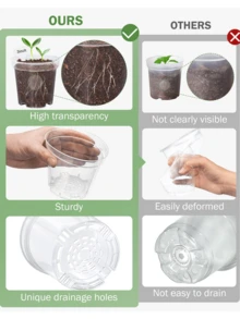 3pcs Clear Nursery Pots For Plants, 3/4/5 Inch Plant Pot For Planting With Humidity Domes Plastic Seedling With Drainage Holes Seed Starter Flower High Transparency - Multicolor - View 4