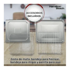 Hamilton Horno Tostador Ham.ilton Beach 31220, Con Freidor de Aire, Temporizador Digital, Apagado Automatico Negro - Tipo de Enchufe A USA (110-127V) - Ver 8