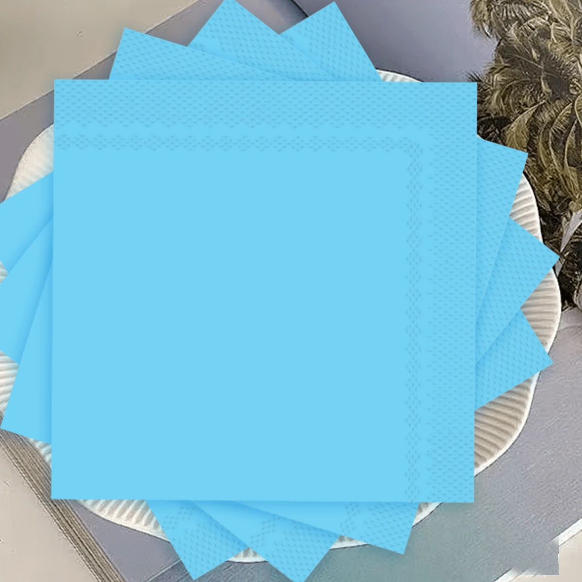 20 piezas/Paquete Pañuelos de papel desechables, adecuados para uso diario - Azul oscuro - Ver 1