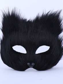 Máscara Realista de Animal com Cabelo Longo e Fofinho para Metade do Rosto, para Homens e Mulheres em Festas de Máscaras e Halloween