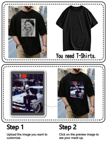 Personalized Photo Customized Plus Size Men's T-Shirt, Custom Pattern/Logo, Plus Size Men's Clothing Customization, Loose Fit Summer Plus Size T-Shirt Customization, Upload Your Friends/Selfie/Family/Logo/Pet Photos Plus Size Short Sleeve T-Shirt, Holiday Gift, Birthday Gift Customization, Plus Size Men's T-Shirt, T-Shirt Pattern Customization, Summer Plus Size Men's Top