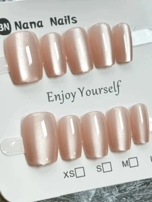 90 件/套燕玲月光盒温柔浪漫假指甲 - 9 件瓷白色猫眼短款指甲，适合女性日常通勤，可重复使用和 DIY 按压指甲美甲用品 - 彩色 - 查看 6