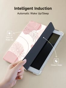 Funda para iPad compatible con iPad (A16) de 11 pulgadas de 11.ª generación 2025, iPad de 10.2 pulgadas 2021/2020 iPad 9.ª/8.ª generación, compatible con Samsung Galaxy Tab/Funda para Tab, con soporte para bolígrafo, compatible con Kindle Paperwhite 12.ª generación 2024, admite función de suspensión/activación automática de la tapa, con bloques de color y plantas marrones