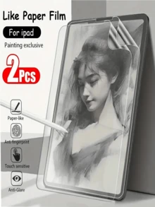 2pcs Matte Paper Screen Protector Compatible With IPad Anti-Scratch, Ultra-Clear, Compatible With Apple Pencil, Anti-Glare, Sensitive Touch, For Office/Drawing, Writing Like On Paper Gift For Birthday, Family, Friends Pad Screen Protector, Pad Accessories Waterproof Shockproof Anti-Fall Anti-Fingerprint Full Cover