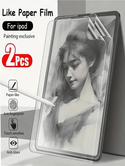 2pcs Matte Paper Screen Protector Compatible With IPad Anti-Scratch, Ultra-Clear, Compatible With Apple Pencil, Anti-Glare, Sensitive Touch, For Office/Drawing, Writing Like On Paper Gift For Birthday, Family, Friends Pad Screen Protector, Pad Accessories Waterproof Shockproof Anti-Fall Anti-Fingerprint Full Cover