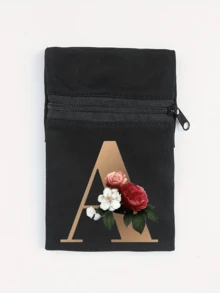 Fashionable New Floral Letter Printed Zipper Wrist Wallet - Girl's Portable Arm Phone Bag And Mini Coin Purse, Outdoor Sports Elastic Running Storage Arm Bag, Anti-Theft Key Hand Card Bag, Suitable For Sports And Travel - Multicolor - View 9