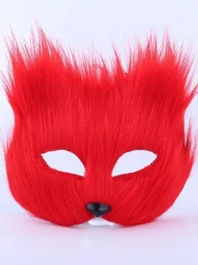 Máscara Realista de Animal com Cabelo Longo e Fofinho para Metade do Rosto, para Homens e Mulheres em Festas de Máscaras e Halloween
